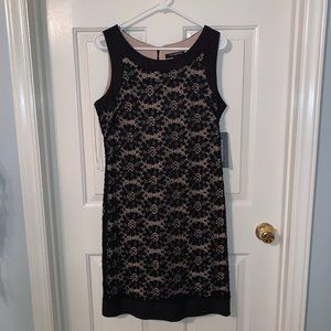 black, and nude sleeveless lace dress NWT